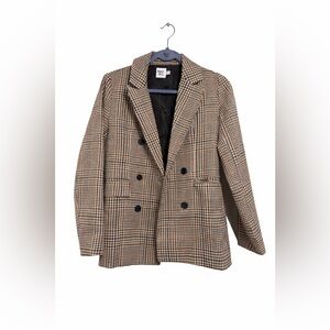 Princess Polly Houndstooth Double-Breasted Blazer - Brown/Black